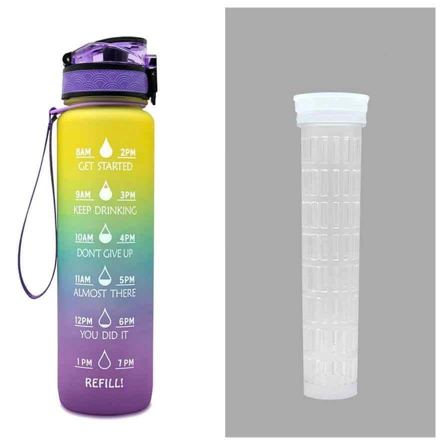 1L Tritan Water Bottle - Time Marker Motivational Sports Cup - Vezir