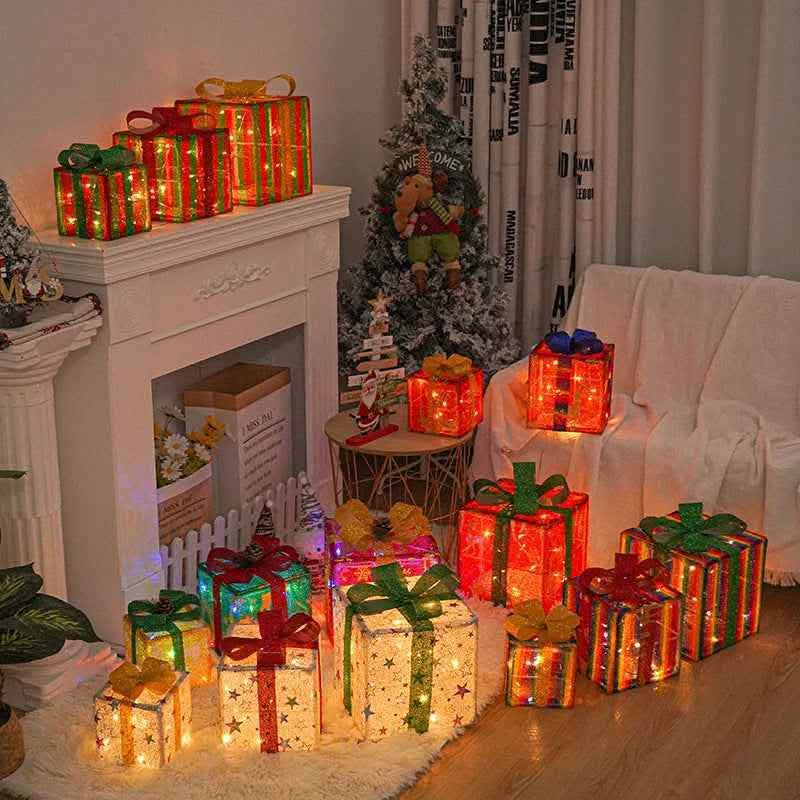 LED Christmas Gift Box Decorations - Luminous Holiday Yard Decor - Vezir