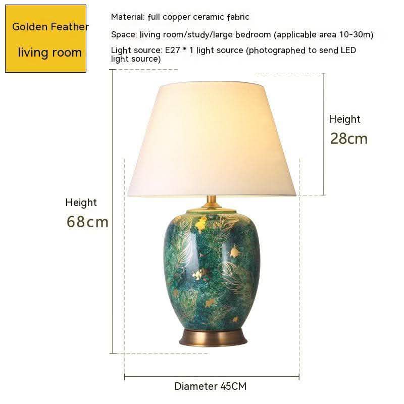 American Ceramic Table Lamp - European Bedroom Bedside Light - Vezir
