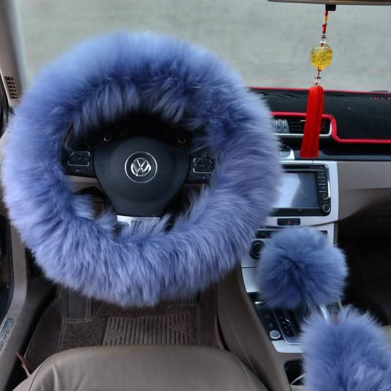 3-Piece Wool Steering Wheel Cover - Premium Car Interior Set - Vezir