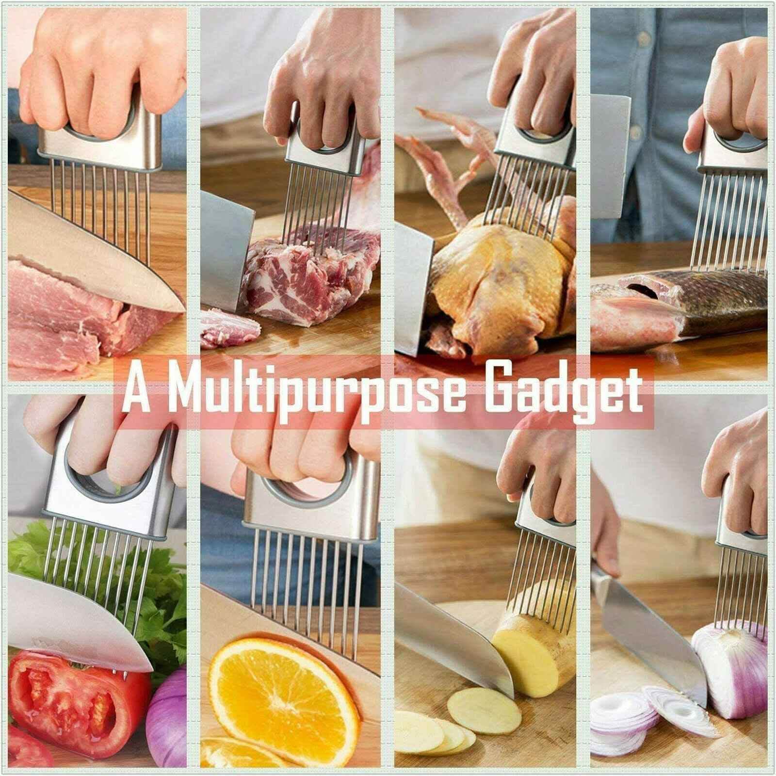 Onion Holder Slicer - Stainless Steel Vegetable Cutter - Vezir