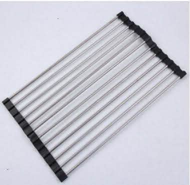 Folding Kitchen Drain Rack - Stainless Steel Sink Organizer - Vezir
