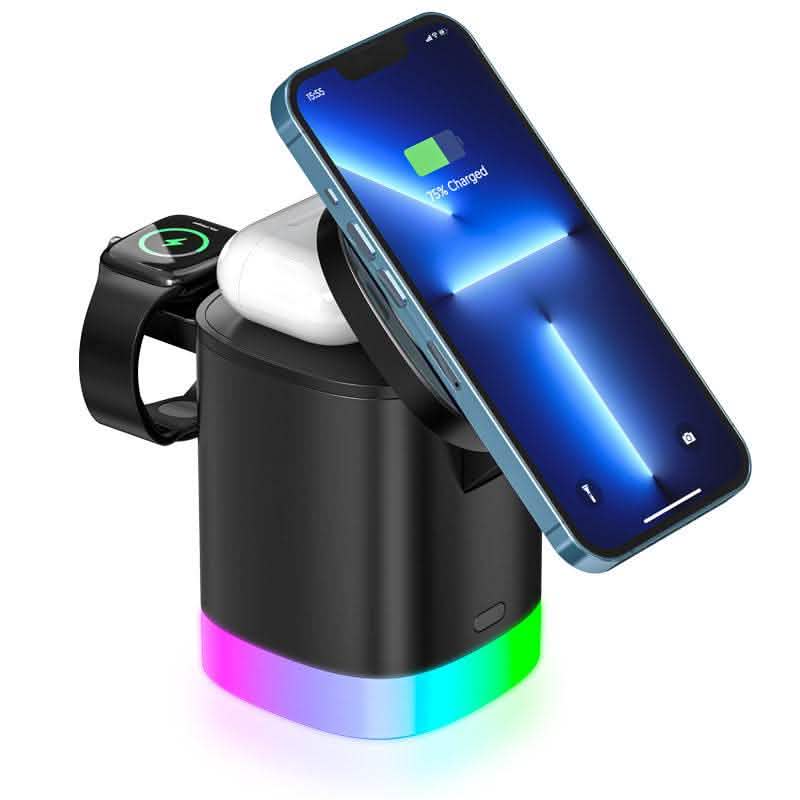 3-in-1 Wireless Charging Station - Magnetic Fast Charger RGB - Vezir
