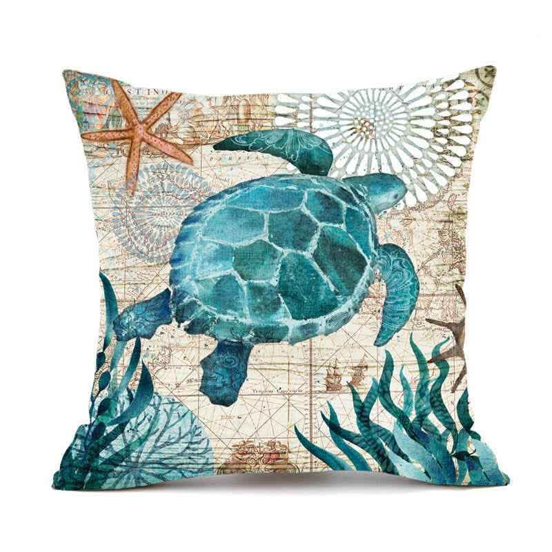 Sea Turtle Cushion Covers - Printed Throw Pillow Cases - Vezir