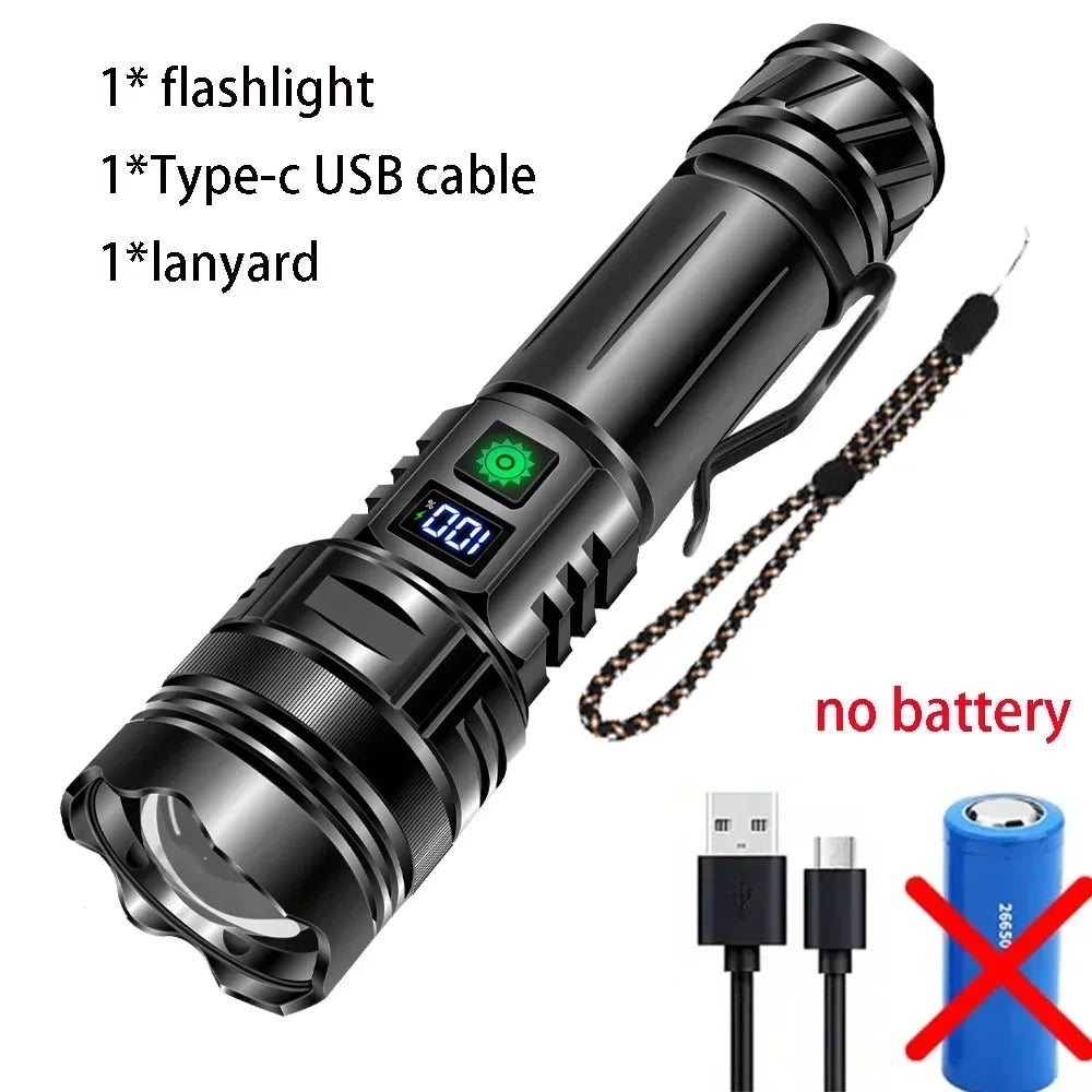 Rechargeable Flashlight Super Bright Portable Ultra Power Long Range Tactical Torch Lamp Outdoor Emergency Camping Lantern