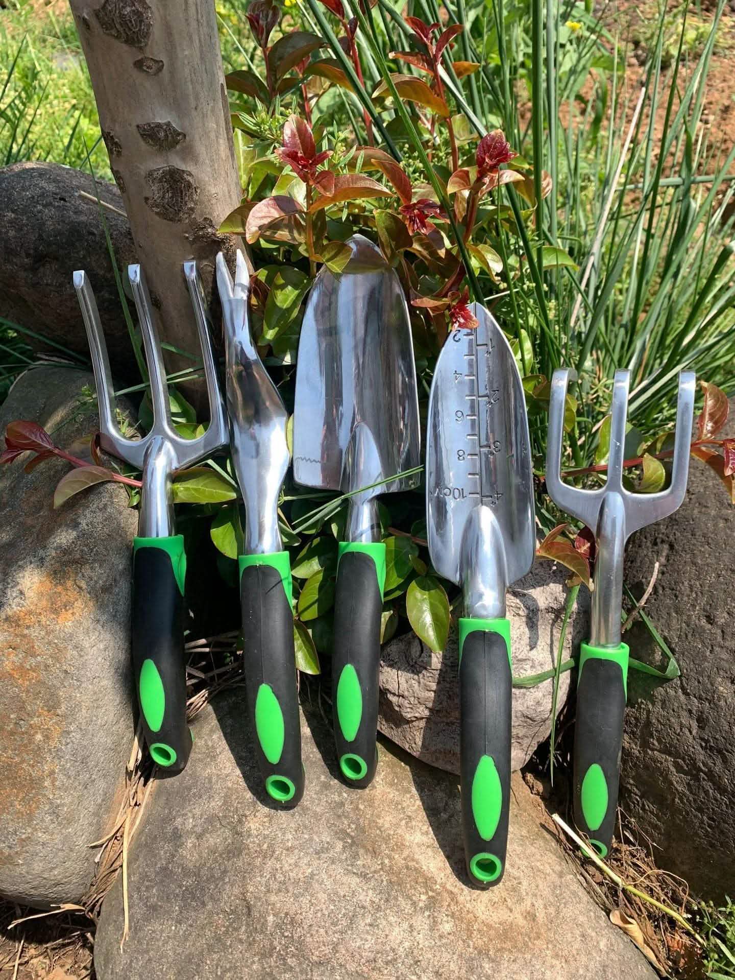 9-Piece Aluminum Alloy Garden Tool Set - Silicone Handle Shovel - Vezir