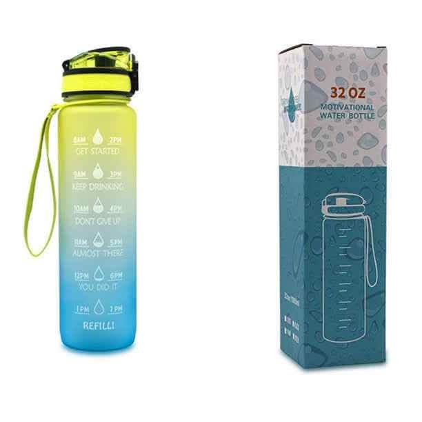 1L Tritan Water Bottle - Time Marker Motivational Sports Cup - Vezir