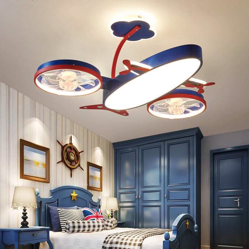 Airplane Ceiling Fan Light - Kids Room Adventure Lighting - Vezir