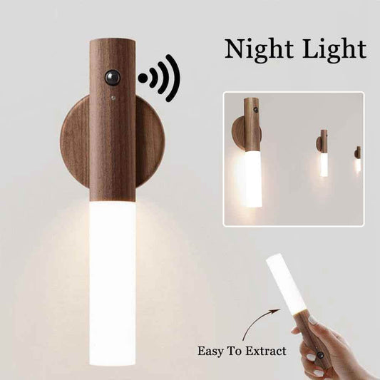 Magnetic LED Motion Light - Premium Wireless Wood Design - Vezir