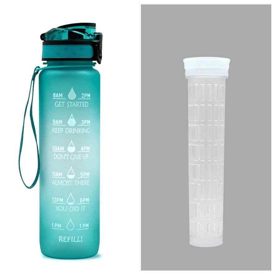 1L Tritan Water Bottle - Time Marker Motivational Sports Cup - Vezir