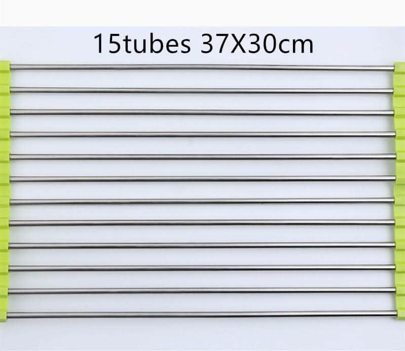 Folding Kitchen Drain Rack - Stainless Steel Sink Organizer - Vezir