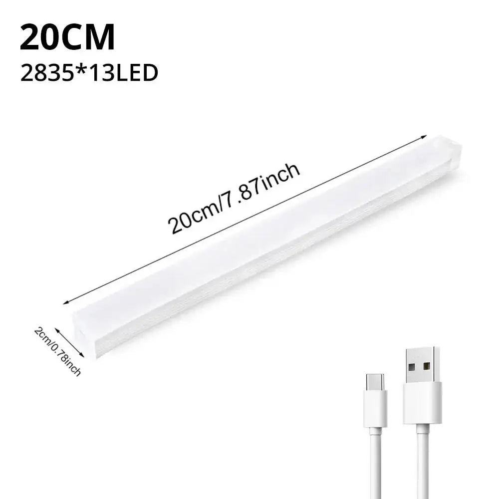 Night Lights Wireless LED Motion Sensor Lamp USB Rechargeable Magnetic for Wardrobe Room Closet Kitchen Aisle Tube Detector Bulb 20Cm