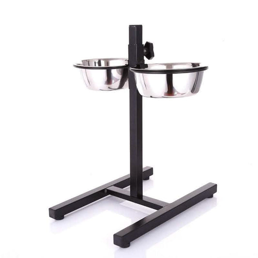 Adjustable Height Dog Bowl - Stainless Steel Elevated Feeder - Vezir