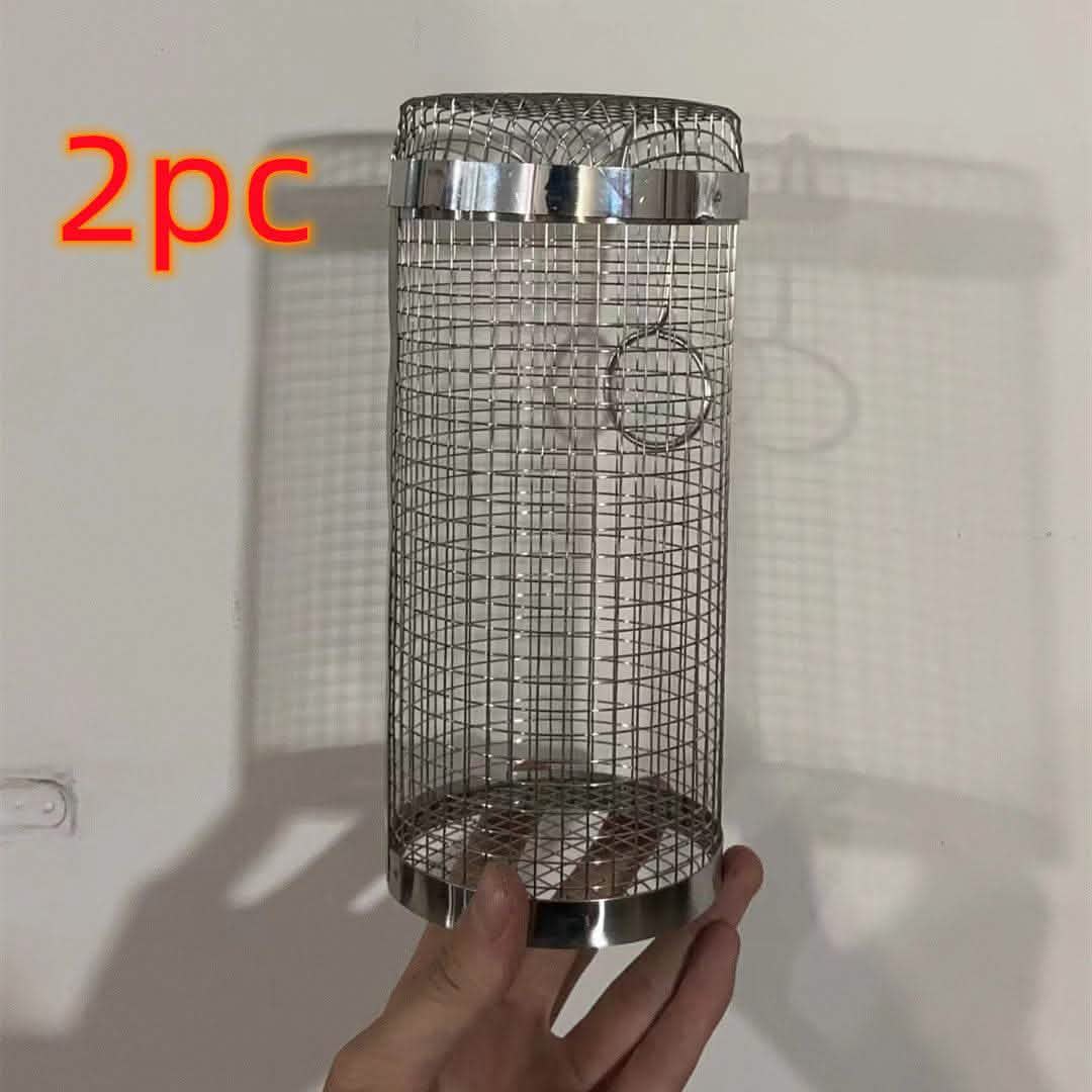 Rolling Grilling Basket - Metal BBQ Barbecue Net Rack - Vezir