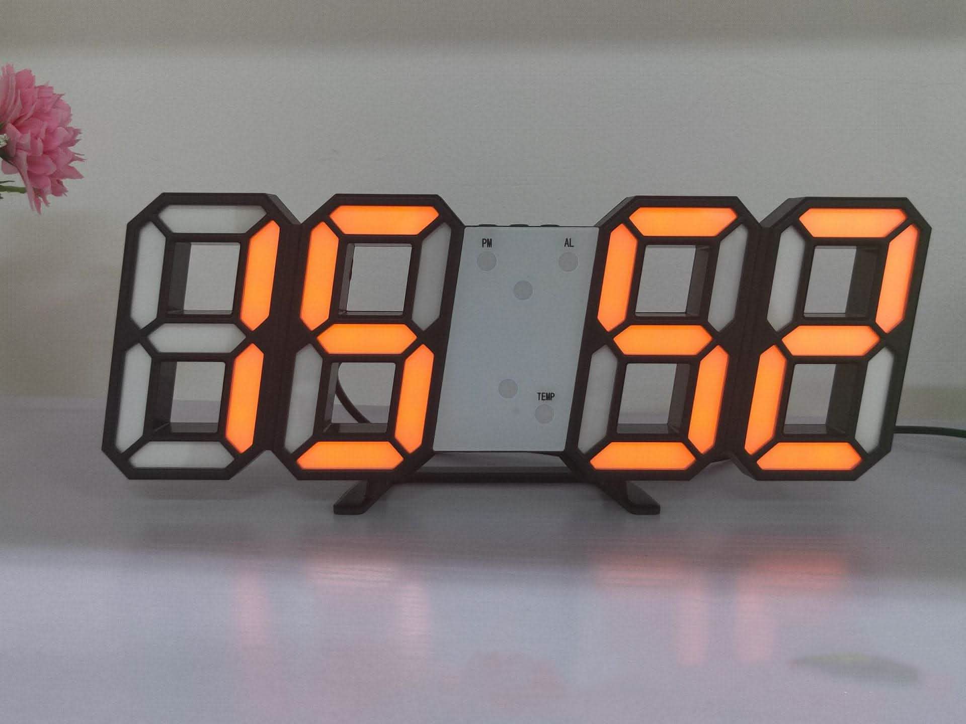 3D LED Wall Clock - Digital Sound Control Alarm Temperature - Vezir