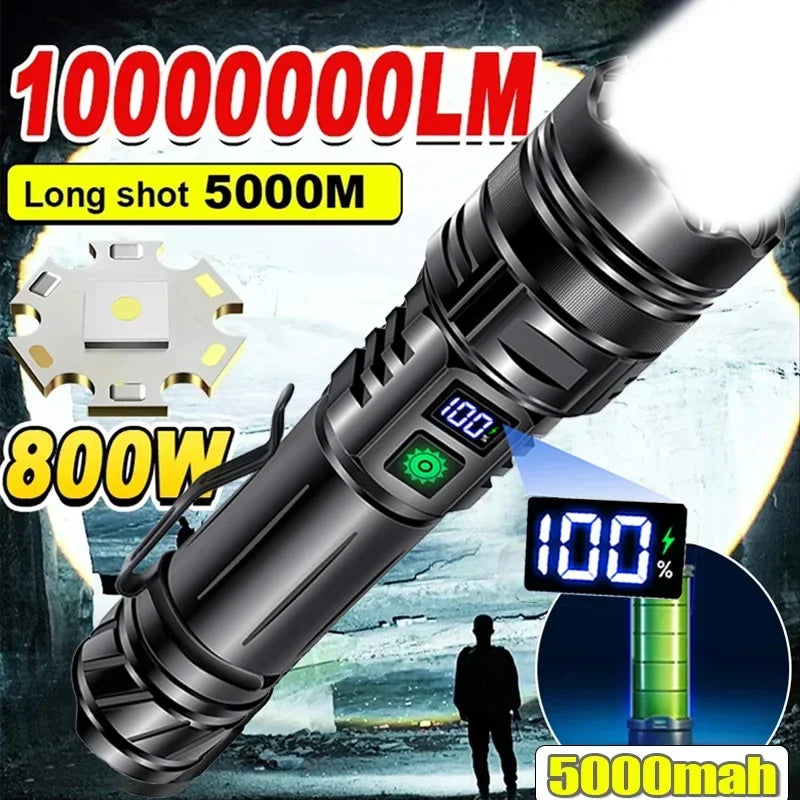 Rechargeable Flashlight Super Bright Portable Ultra Power Long Range Tactical Torch Lamp Outdoor Emergency Camping Lantern