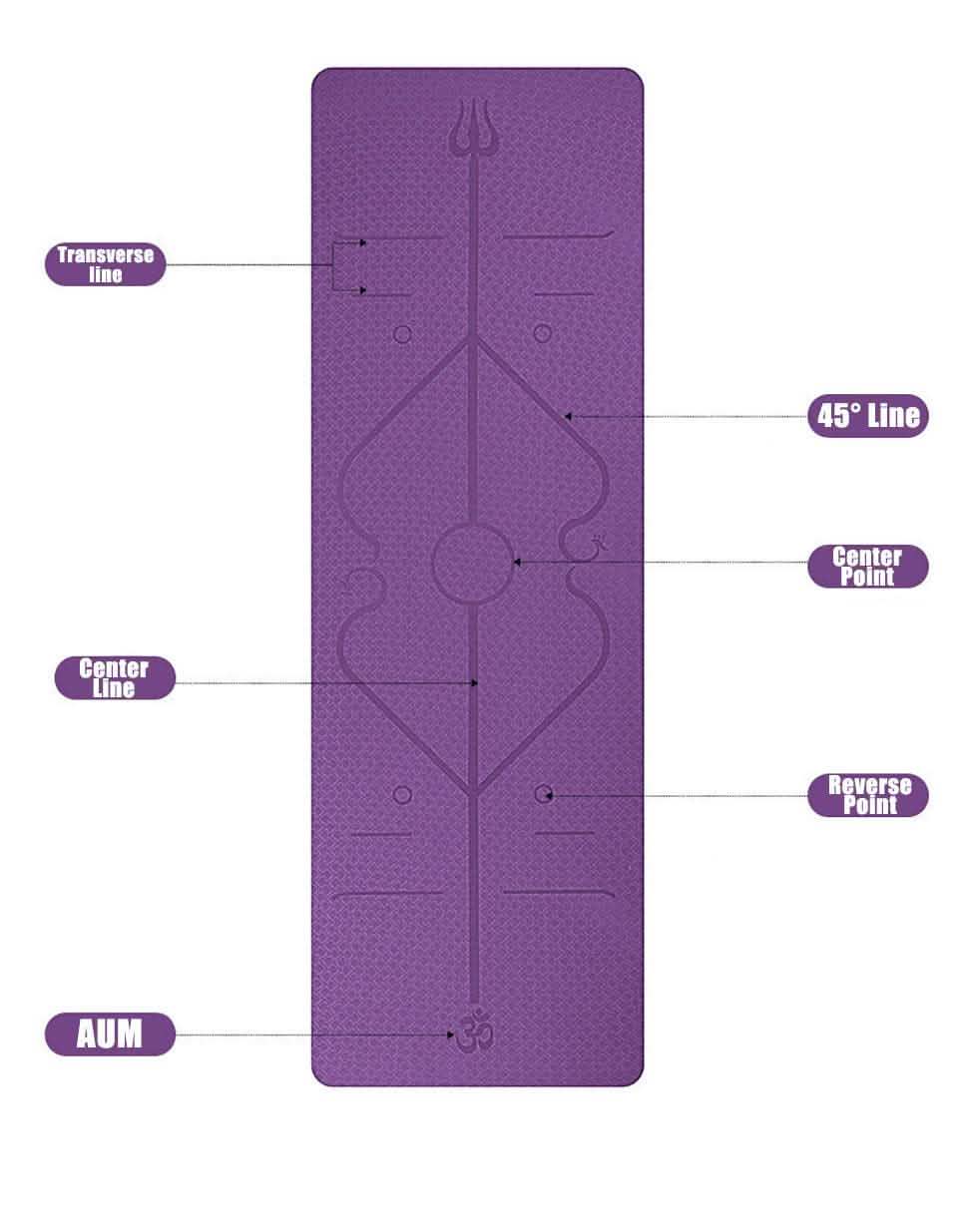 Non-Slip TPE Yoga Mat - Position Line Beginner Guide - Vezir