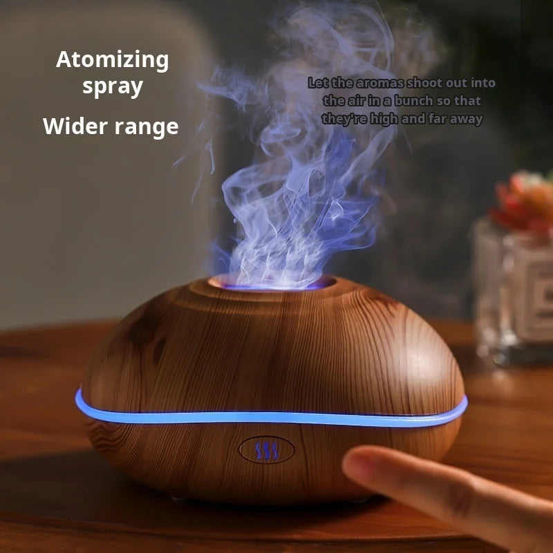 7 Colores Fire Flame Wood Grain Aromatherapy Machine Humidifier Aroma Diffuser Air Ultrasonic Mist Maker Fogger Aroma