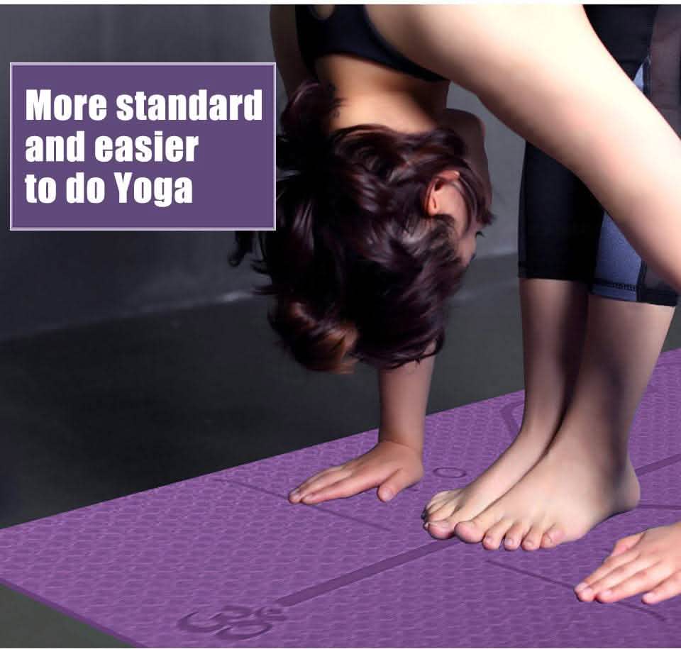 Non-Slip TPE Yoga Mat - Position Line Beginner Guide - Vezir