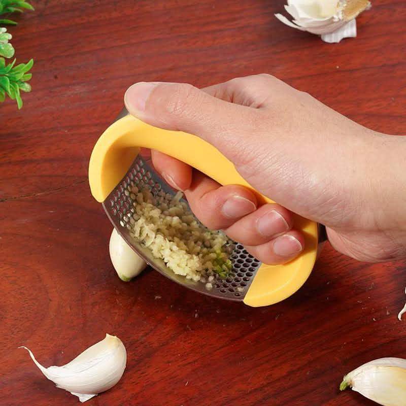 Stainless Steel Garlic Press - Manual Curve Masher Tool - Vezir