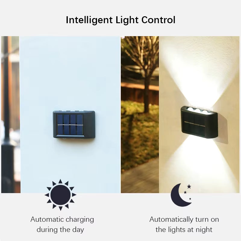 6LED Solar Lights, Outdoor Atmosphere Wall Lamp,Up and down Light Control for Garden Yard Street Balcony Terrace Camping Decor
