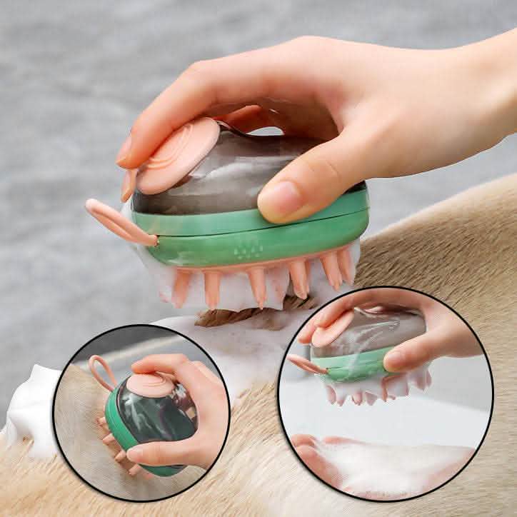 2-in-1 Pet Grooming Brush - Soap Dispensing Bath Massager - Vezir
