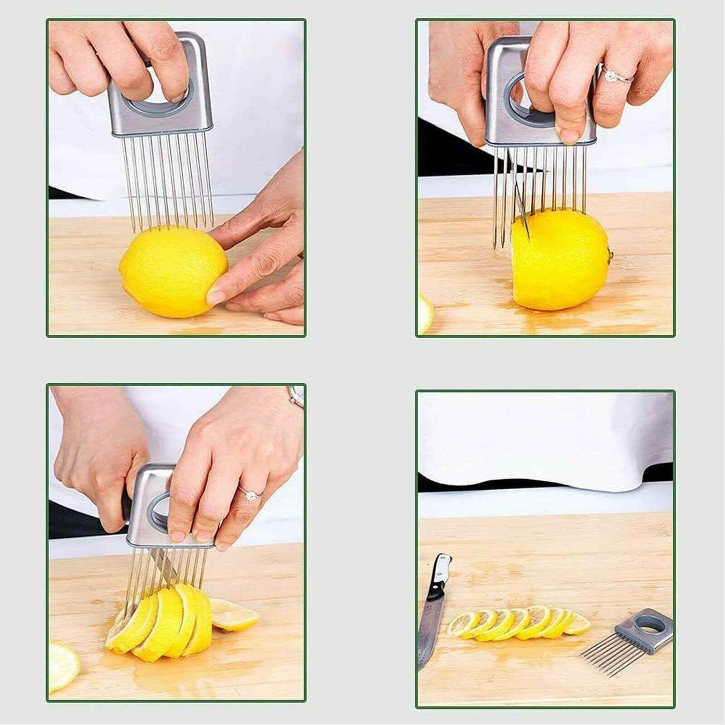 Onion Holder Slicer - Stainless Steel Vegetable Cutter - Vezir