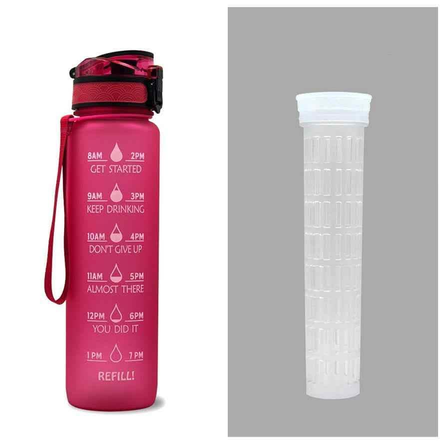 1L Tritan Water Bottle - Time Marker Motivational Sports Cup - Vezir