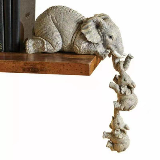 Elephant Family Figurines - 3-Piece Resin Home Decoration - Vezir