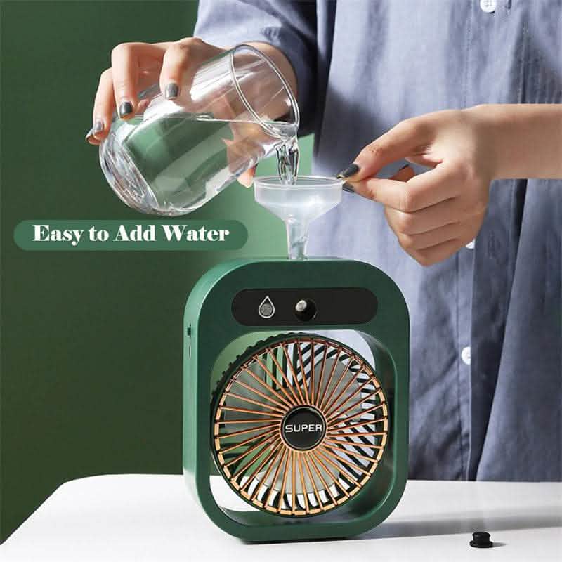 USB Rechargeable Misting Fan - 3-Speed Air Cooler Humidifier - Vezir