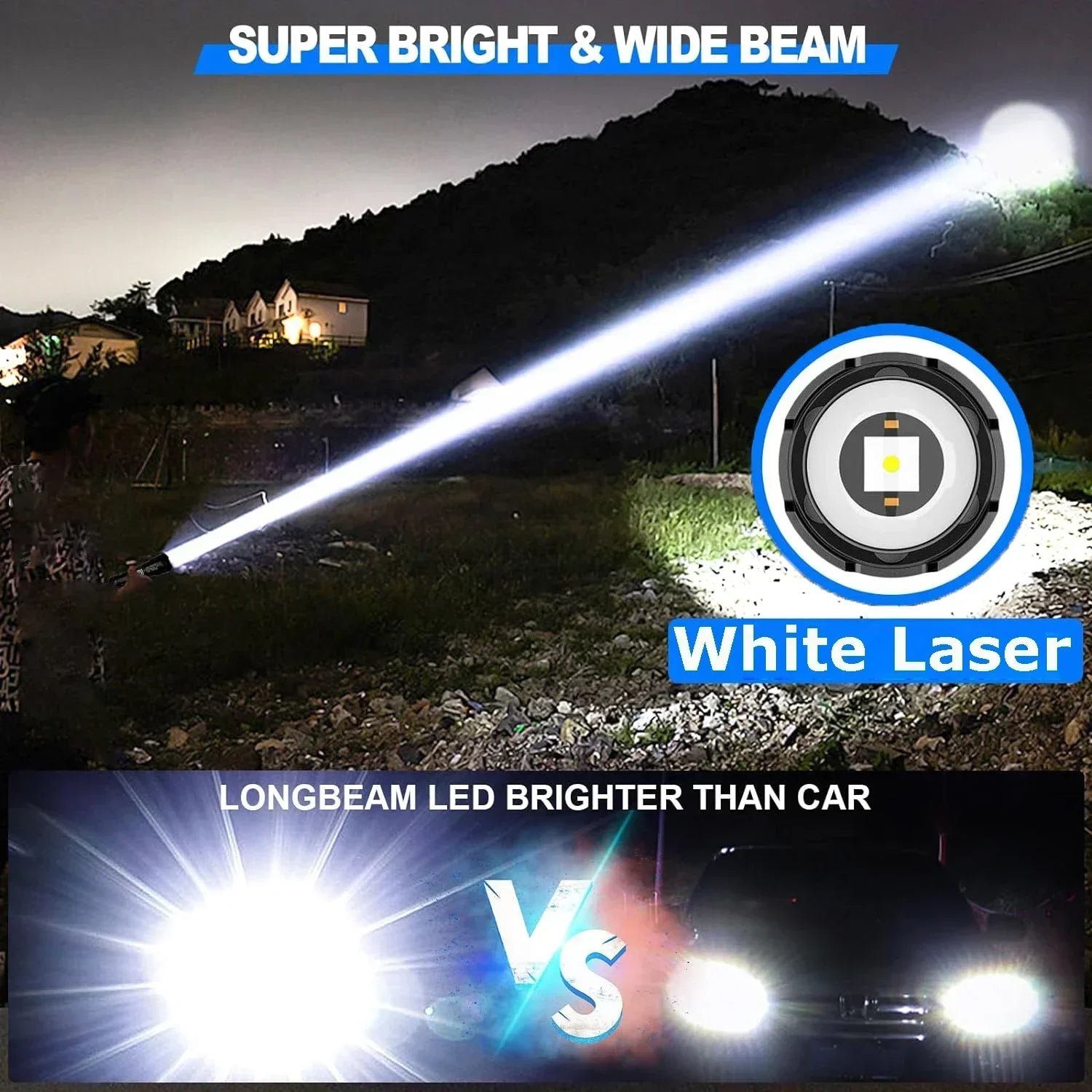 Rechargeable Flashlight Super Bright Portable Ultra Power Long Range Tactical Torch Lamp Outdoor Emergency Camping Lantern