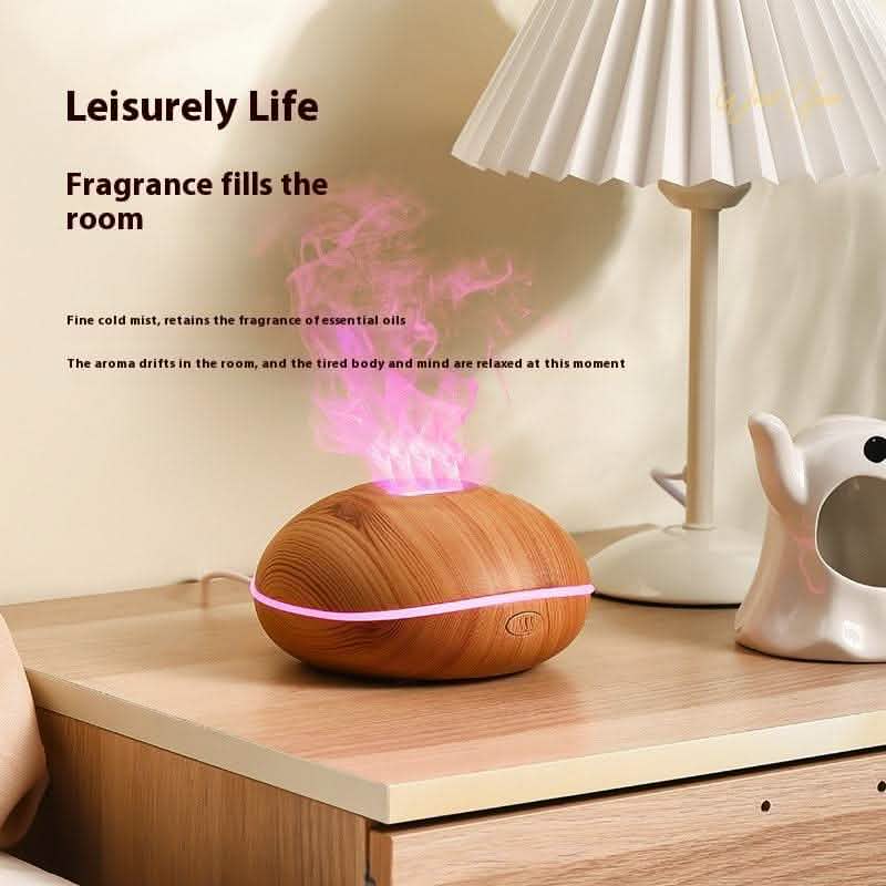 Wood Grain Flame Humidifier - Colorful Aromatherapy Diffuser - Vezir