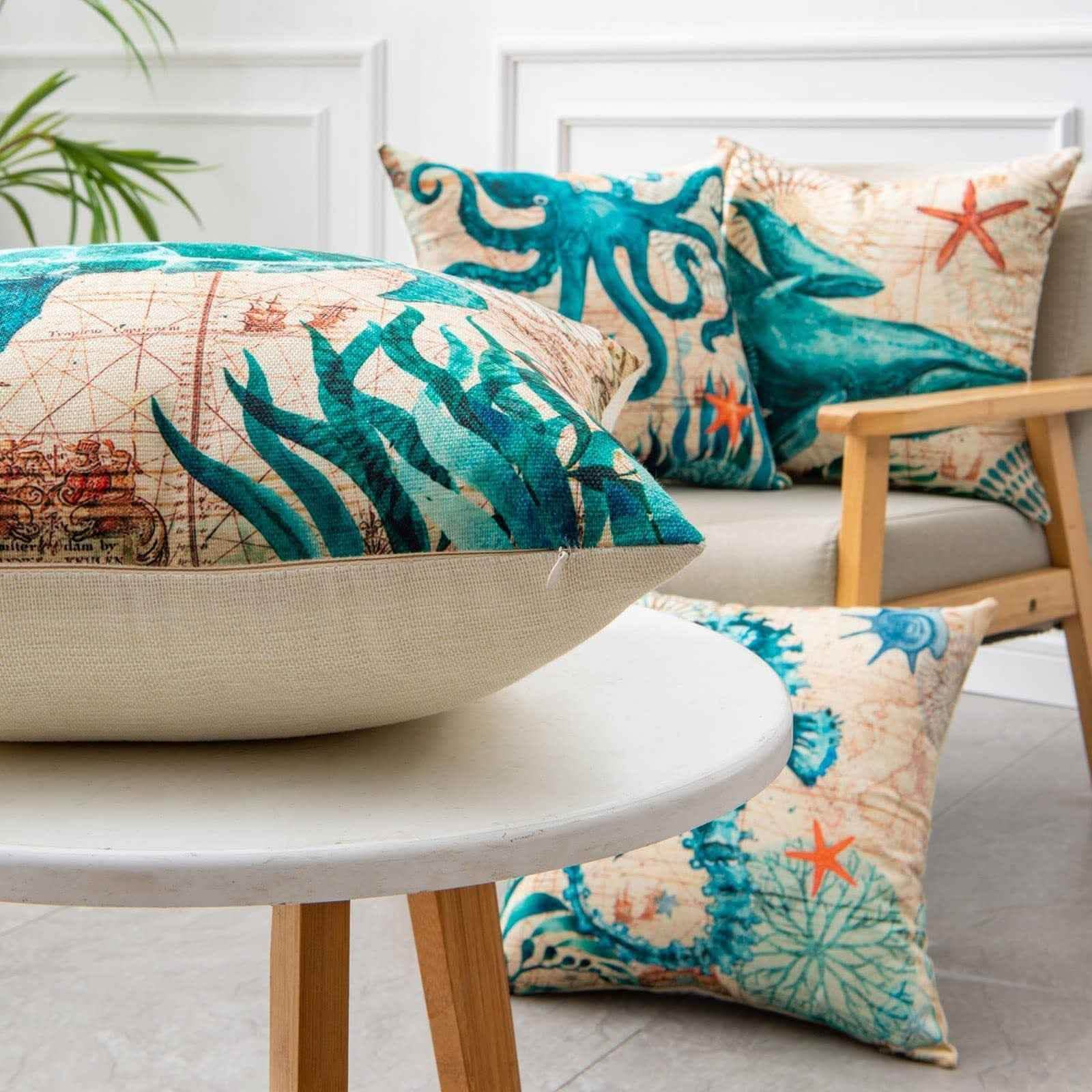 Sea Turtle Cushion Covers - Printed Throw Pillow Cases - Vezir