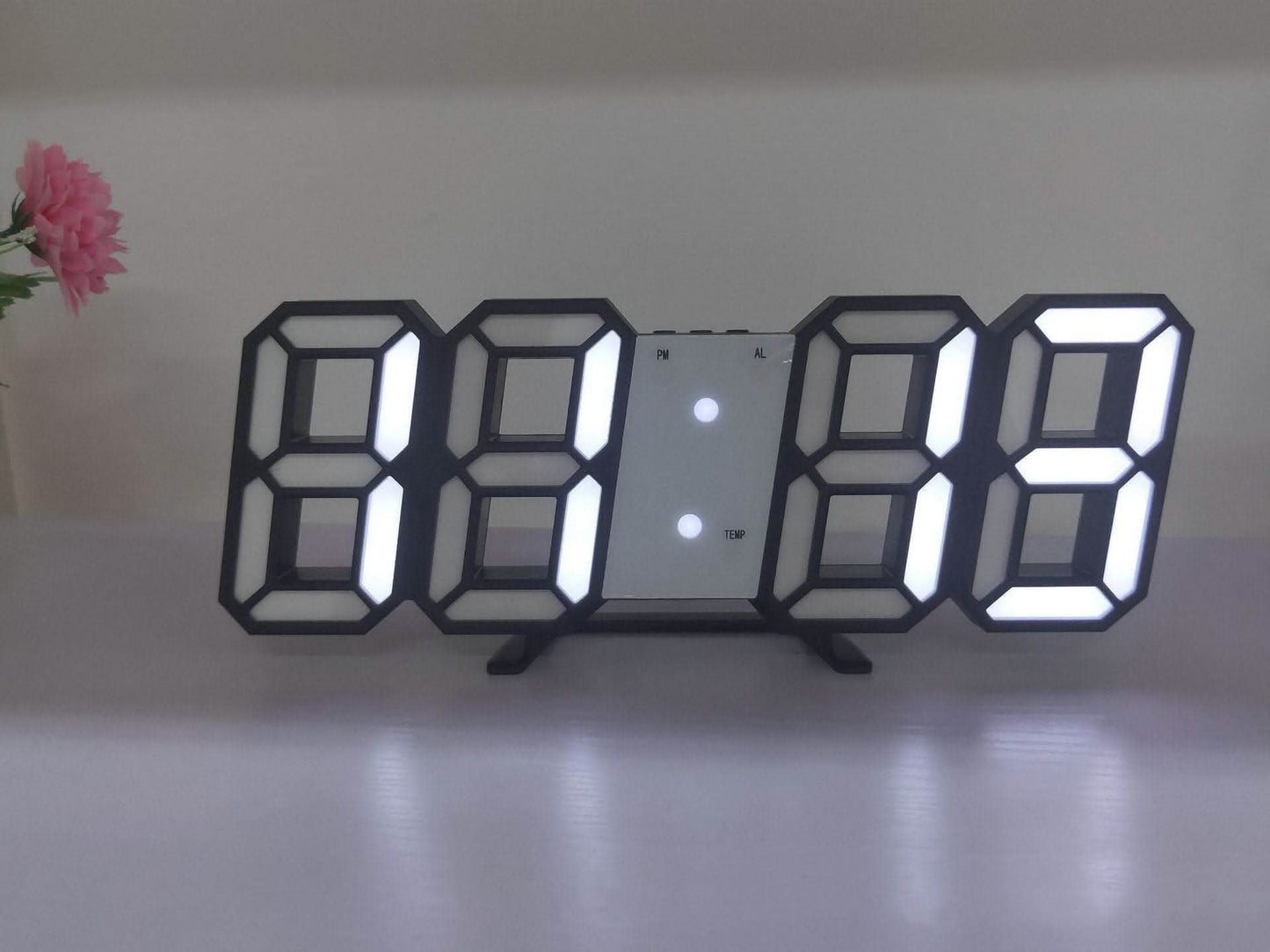 3D LED Wall Clock - Digital Sound Control Alarm Temperature - Vezir