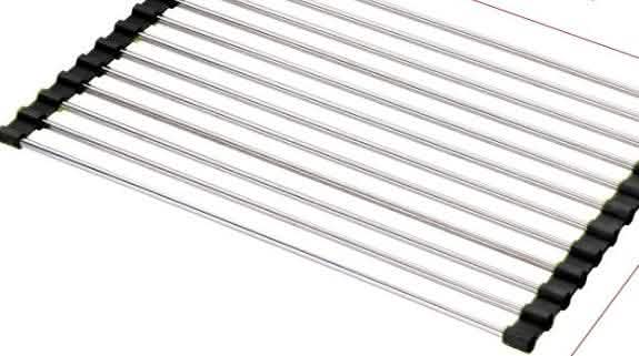 Folding Kitchen Drain Rack - Stainless Steel Sink Organizer - Vezir