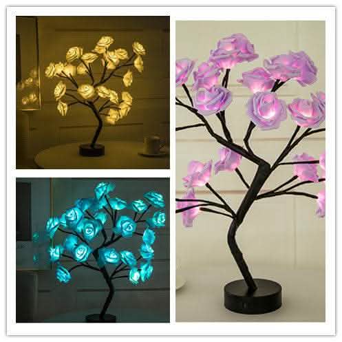 Rose Flower LED Lamp - USB Battery Bonsai Tree Night Light - Vezir