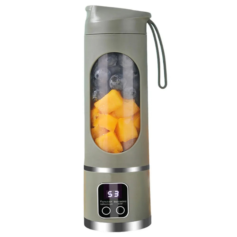 12 Blades Portable Fruit Juicer 450Ml Capacity 3 Gears USB Rechargeable Blender Ice Crusher for Shakes and Smoothies Juicer Cup