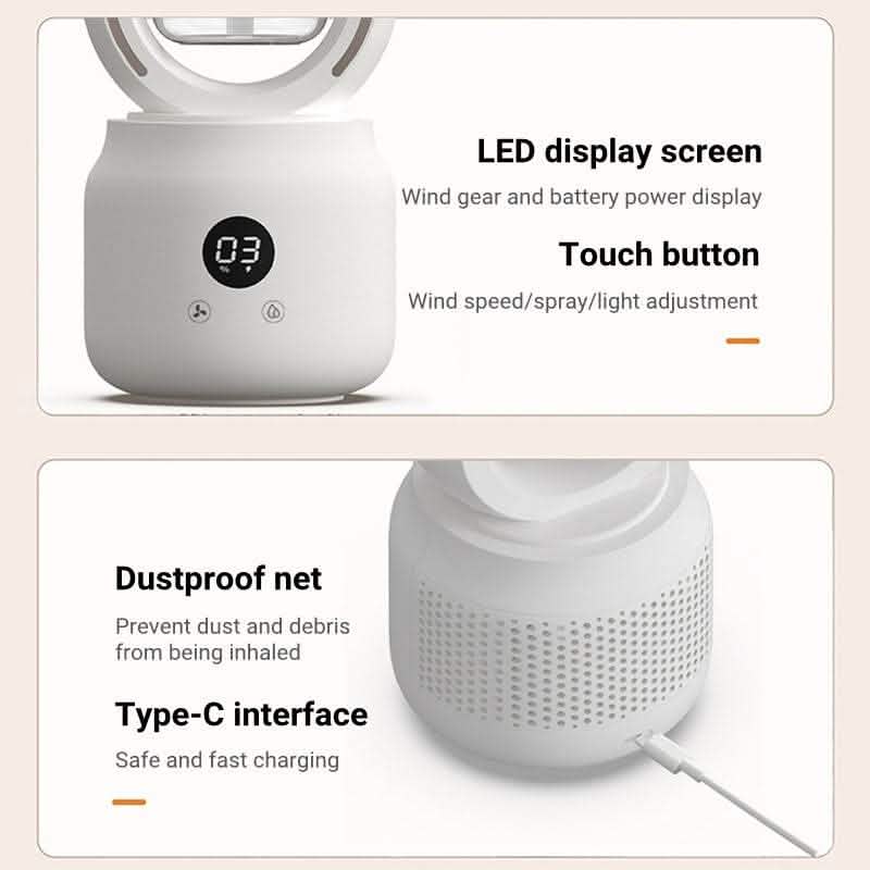 Water Cooled Mist Fan - USB Rechargeable Bladeless Humidifier - Vezir