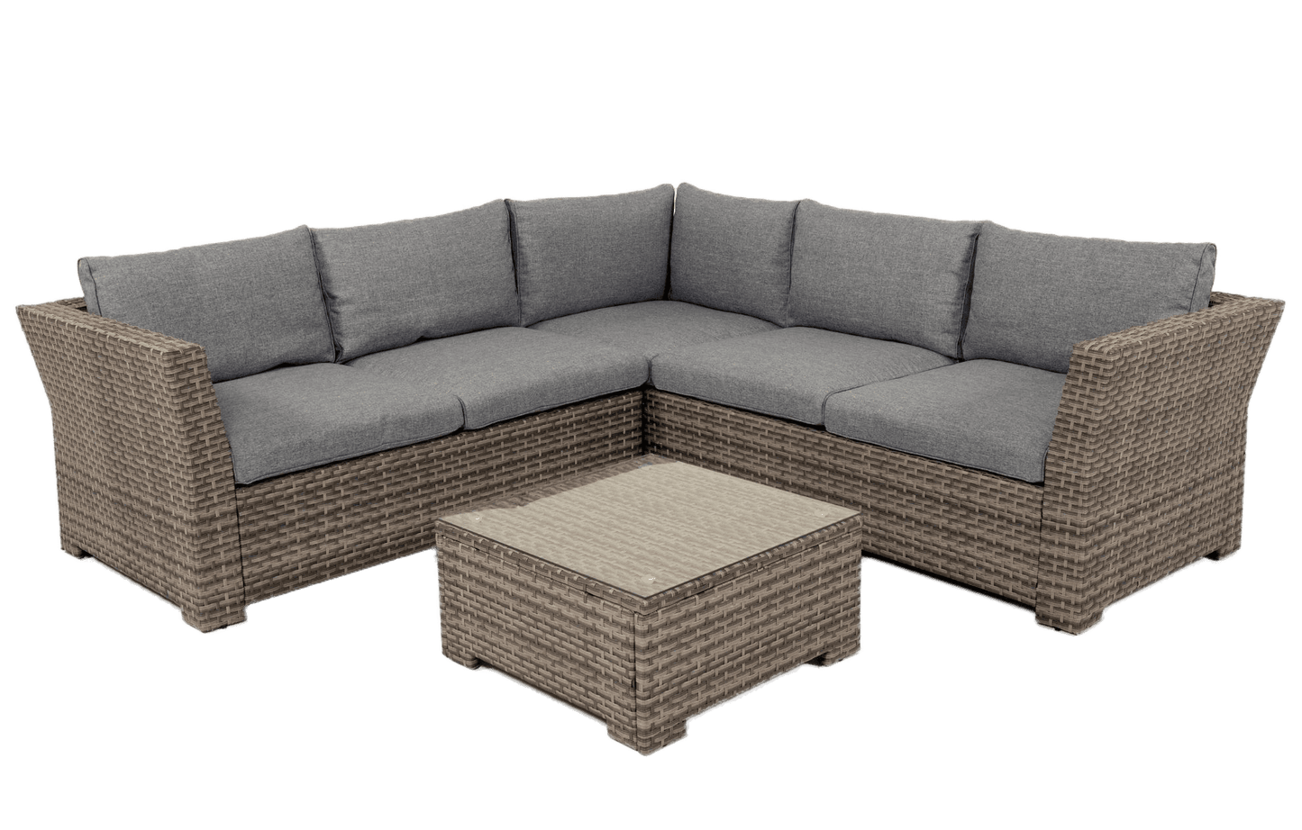 5 Seater Rattan Garden Corner Sofa Set Grey