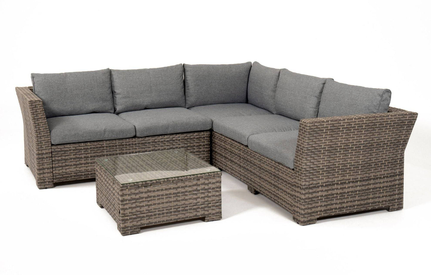 5 Seater Rattan Garden Corner Sofa Set Grey