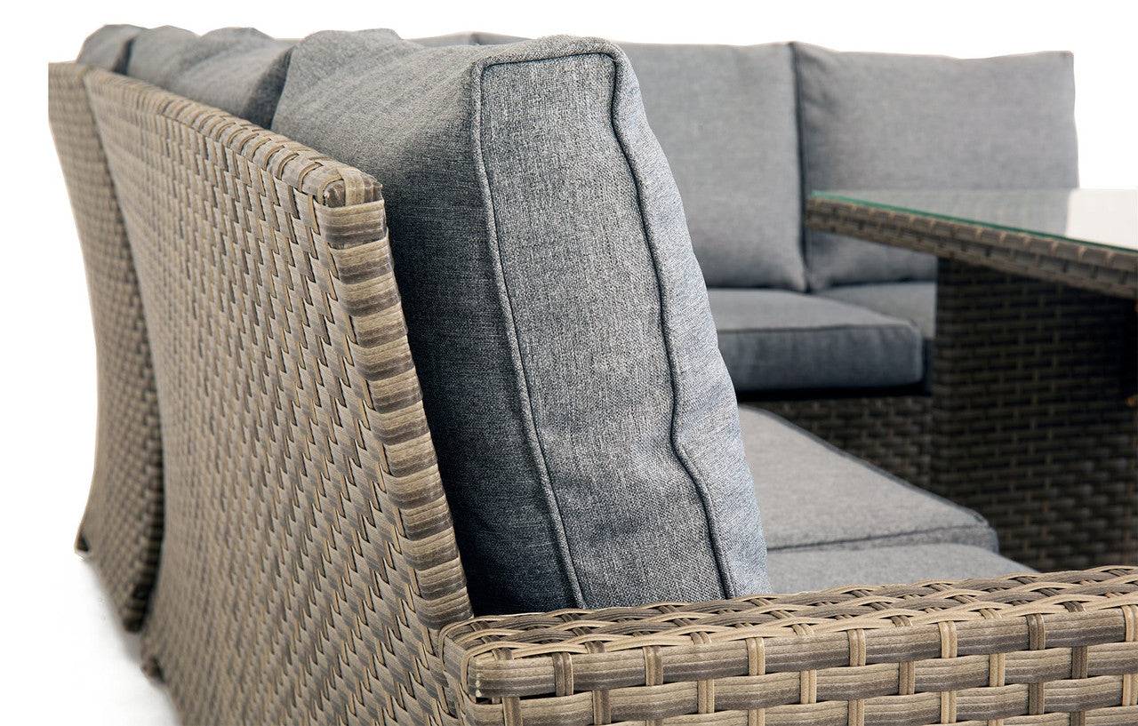 Corner Rattan Dining Set - 9 Seater Palma Grey Lounge