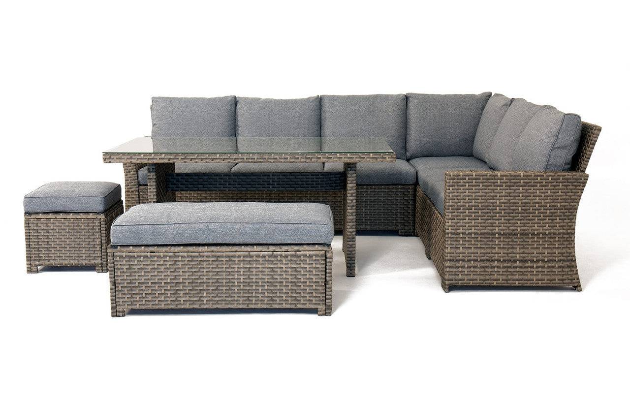 Corner Rattan Dining Set - 9 Seater Palma Grey Lounge