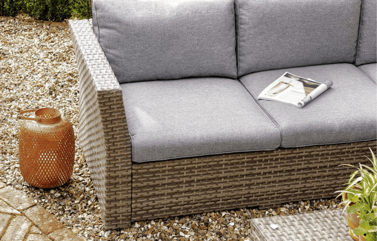5 Seater Rattan Garden Corner Sofa Set Grey