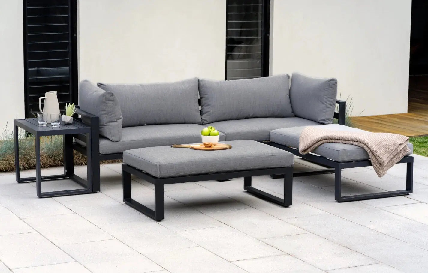Santorini Modular Grey 4 Seater Aluminium Lounge Set