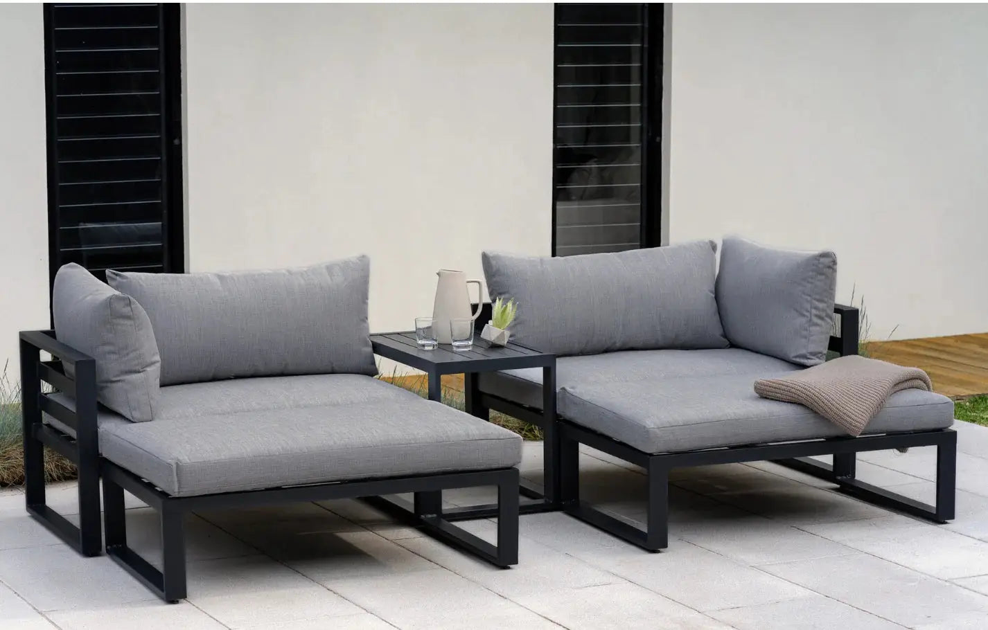 Santorini Modular Grey 4 Seater Aluminium Lounge Set