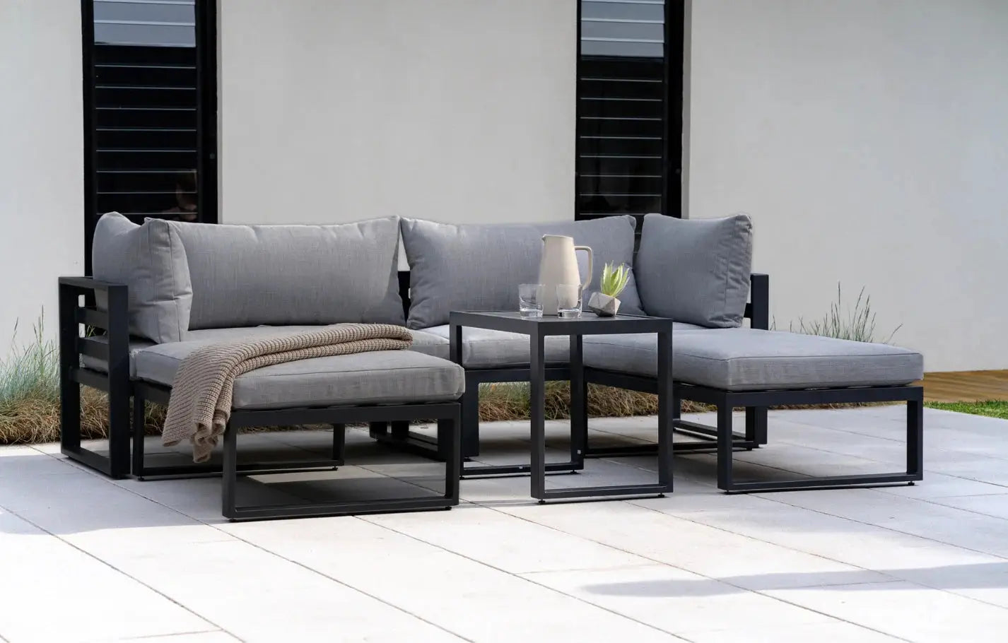 Santorini Modular Grey 4 Seater Aluminium Lounge Set