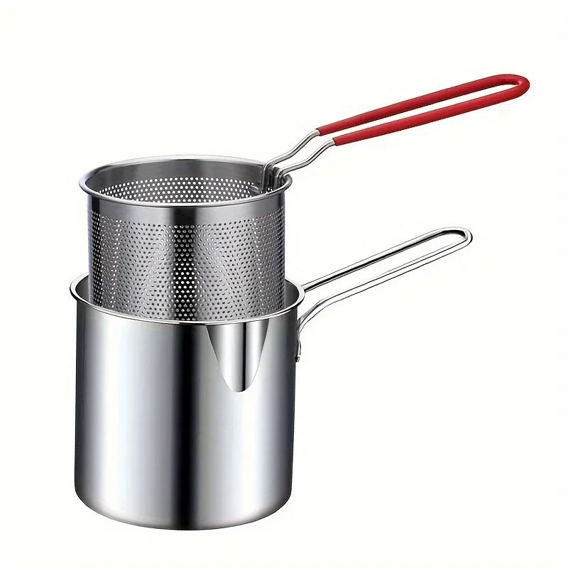 Stainless Steel Deep Fryer with Frying Basket Multifunctional Small Pot Kitchen Specific Frying Chicken and Other Cooking Toolss