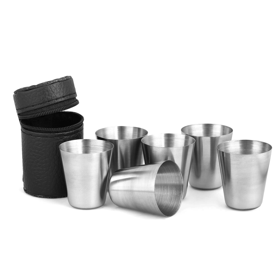 Portable Stainless Steel Cup Set for Outdoor Travel Party Whiskey Cups with Case for Picnics Hiking Camping Drinkware Supplies