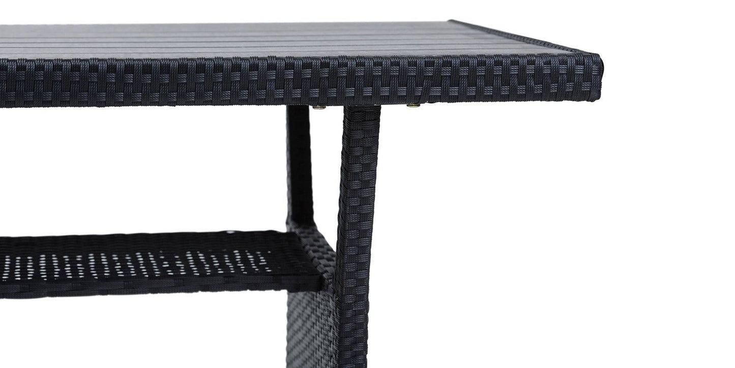 Black Rattan Corner Dining Set - Stockholm 6 Seater