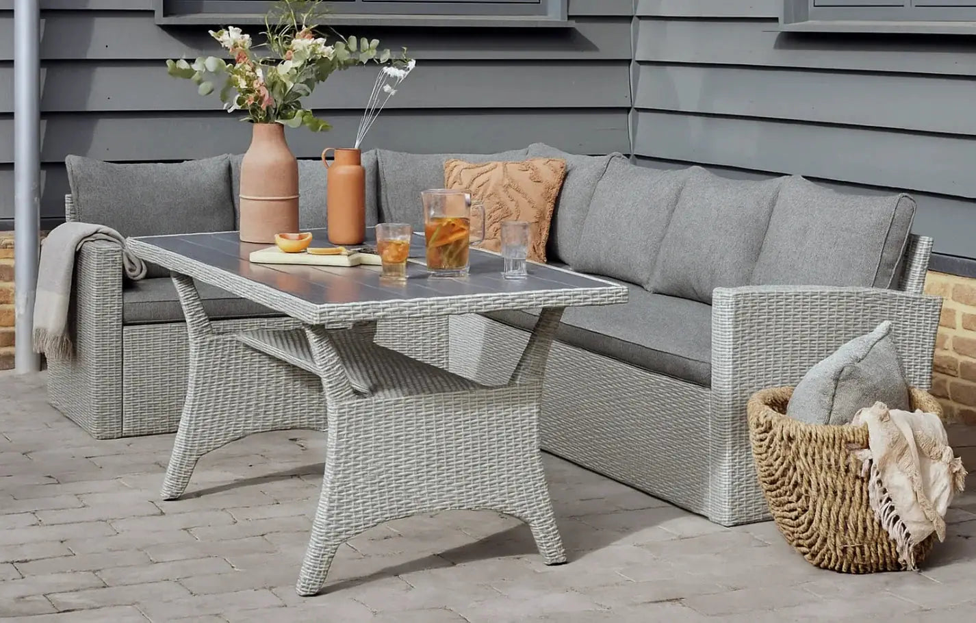 Grey Rattan Garden Dining and Lounge Set